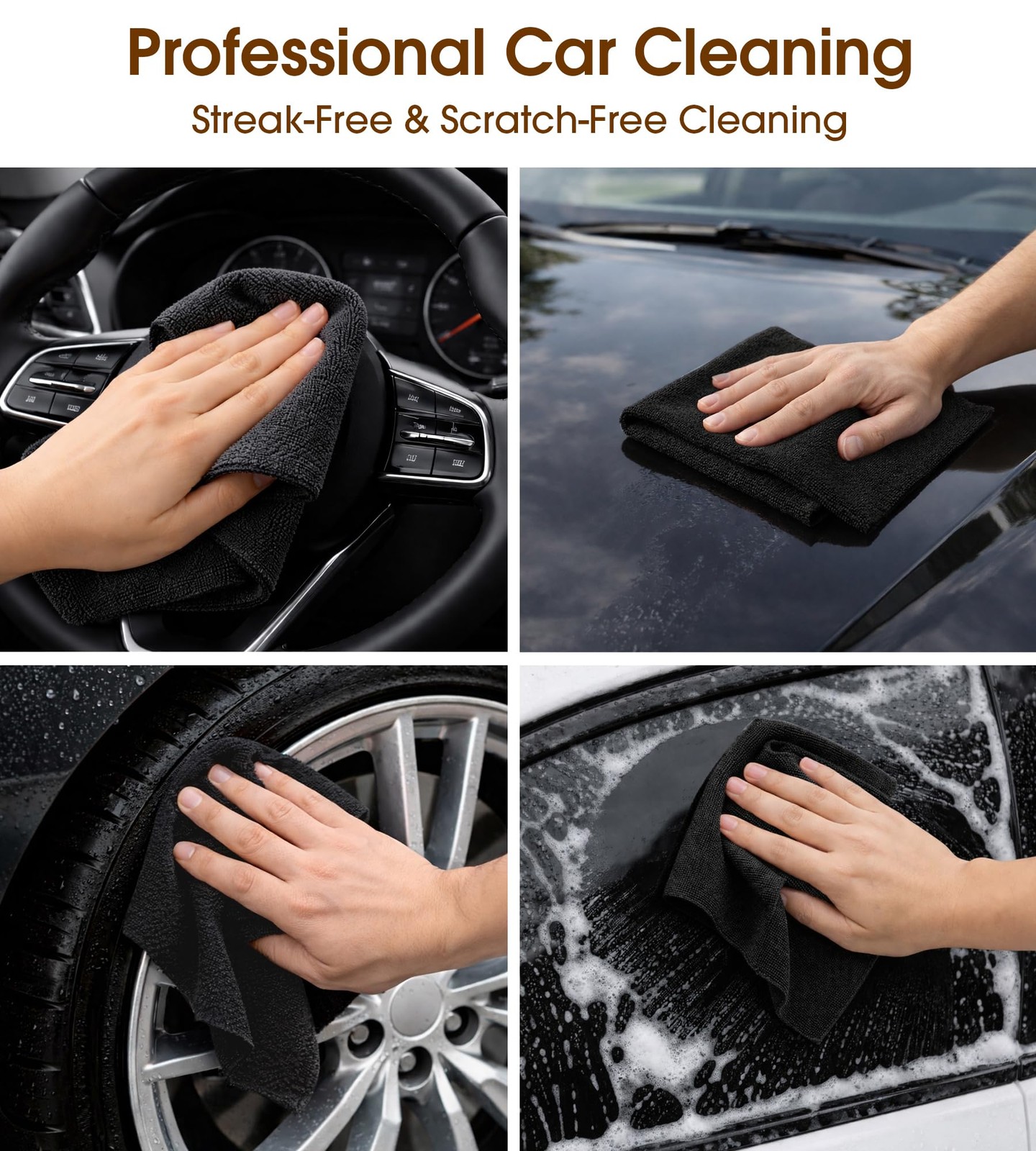 Microfiber Cleaning Cloth Roll, 100 Pack – Lint-Free, Reusable, Washable Towels