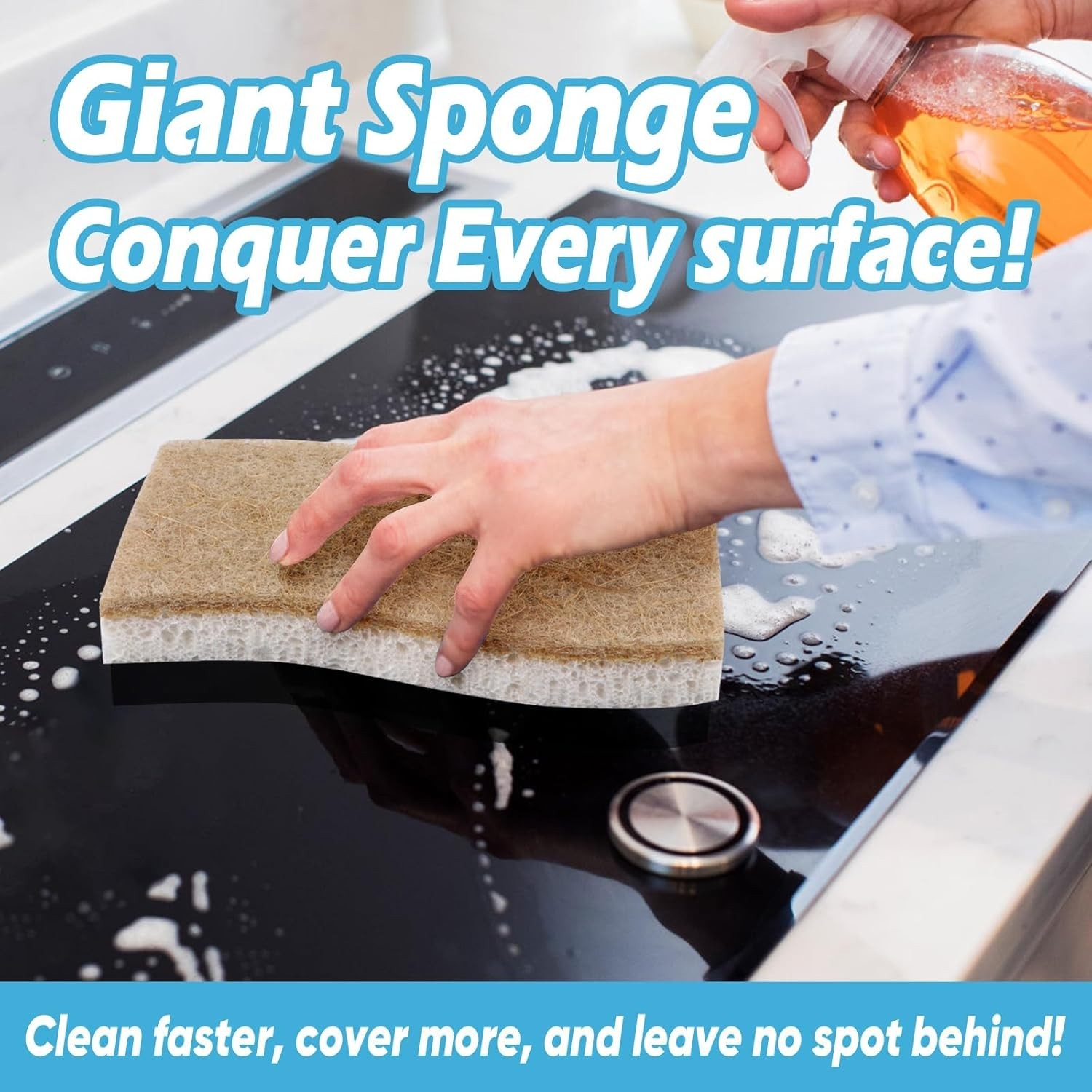 XL Non-Scratch Scrub Sponges – 6 Count Eco-Friendly Cellulose Kitchen Cleaning