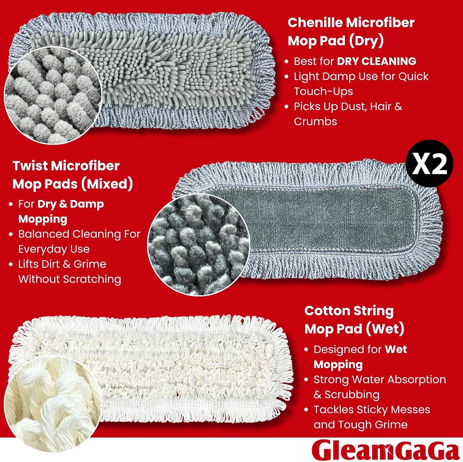 Dust Mop for Floor Cleaning with 4-in-1 Washable Pad System, Wet & Dry Multi-…