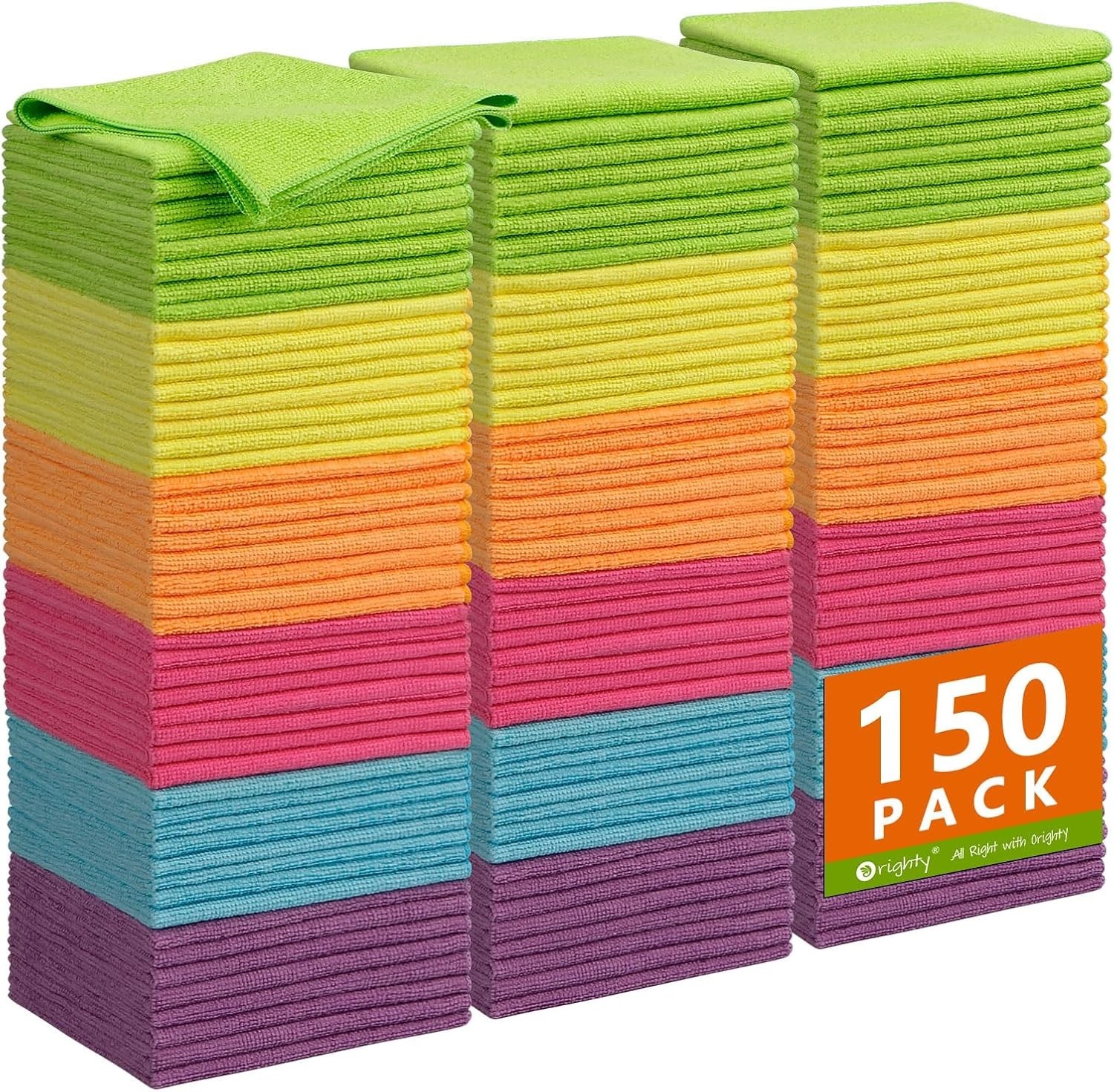 Soft Microfiber Cleaning Towels – 150 Pack, Multicolor