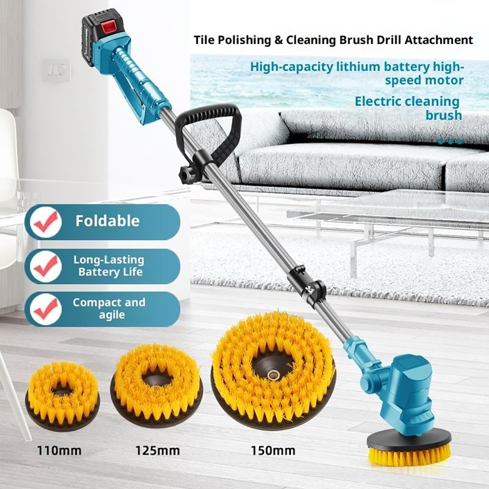 5000RPM Electric Spin Scrubber with Two Batteries Cordless Tile Floor Scrubber