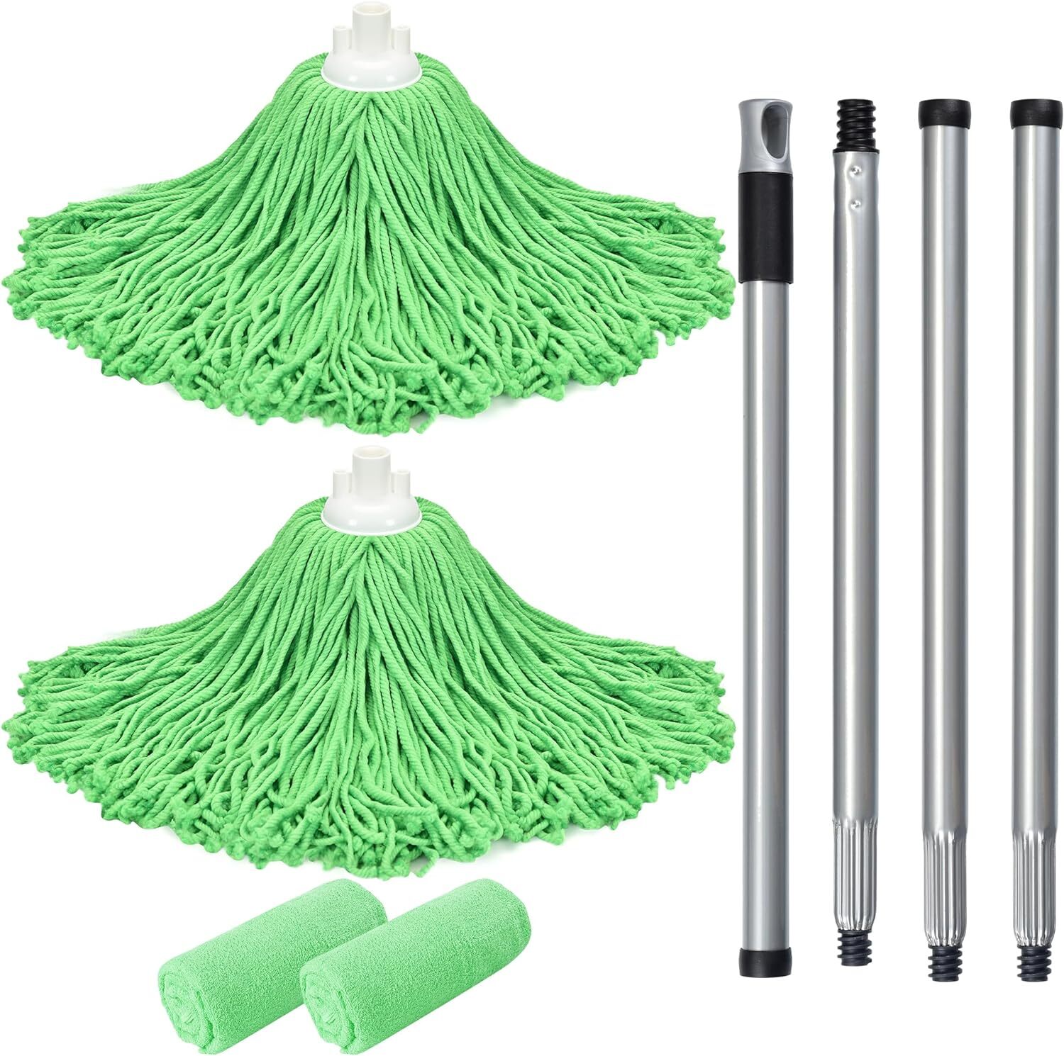 Microfiber Mop with 54″ Stainless Steel Spin Handle Incl. 2Pcs Microfiber Cloth
