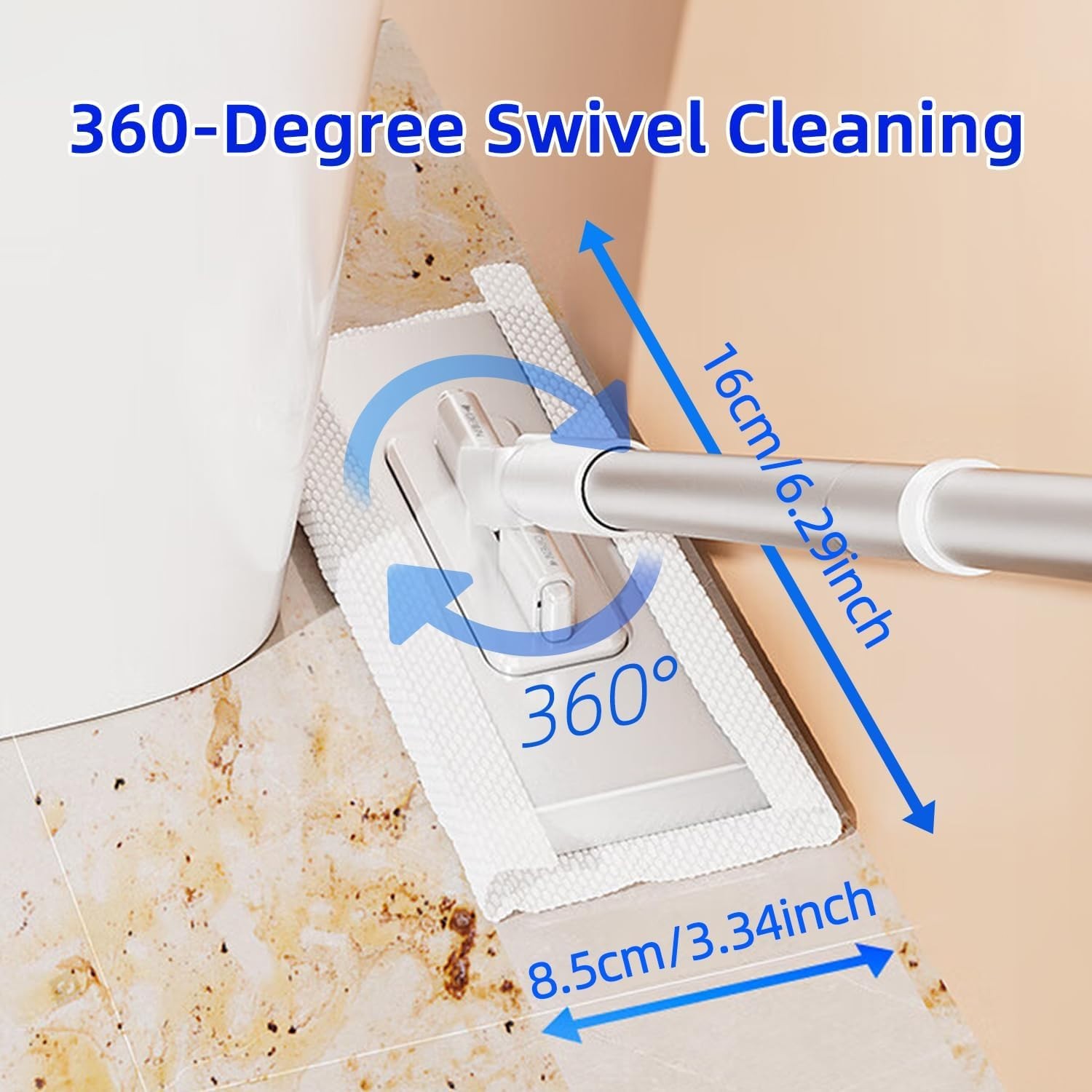 NEW Mini Mop with 39in Handle Zero-Touch Gap Dust Cleaner and Lock Head