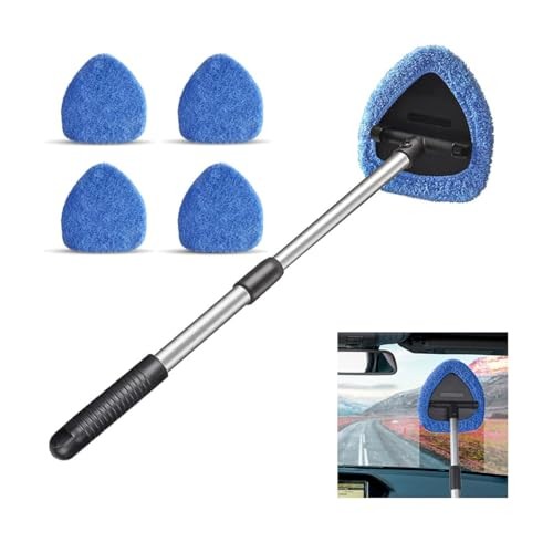 Car Windshield Cleaning Tool, Automotive Window Cleaner with 4 Reusable Blue