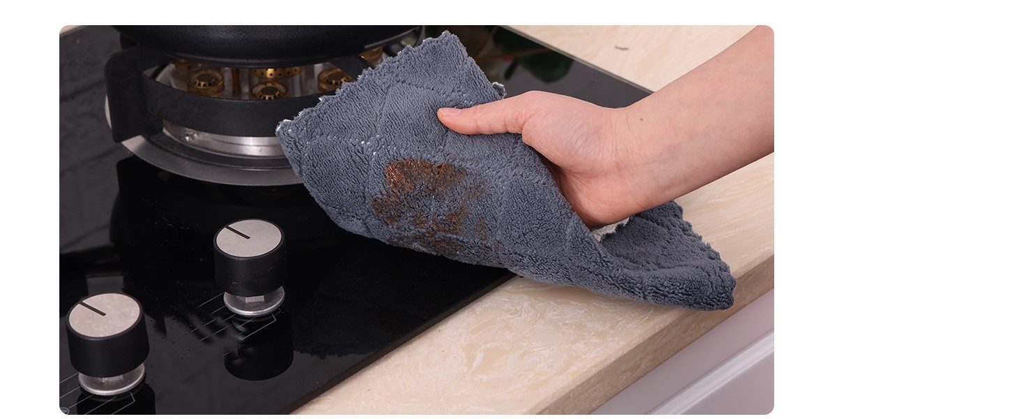 12 Pack Soft and Absorbent Kitchen Cloths, Grey & Green | Super Soft and