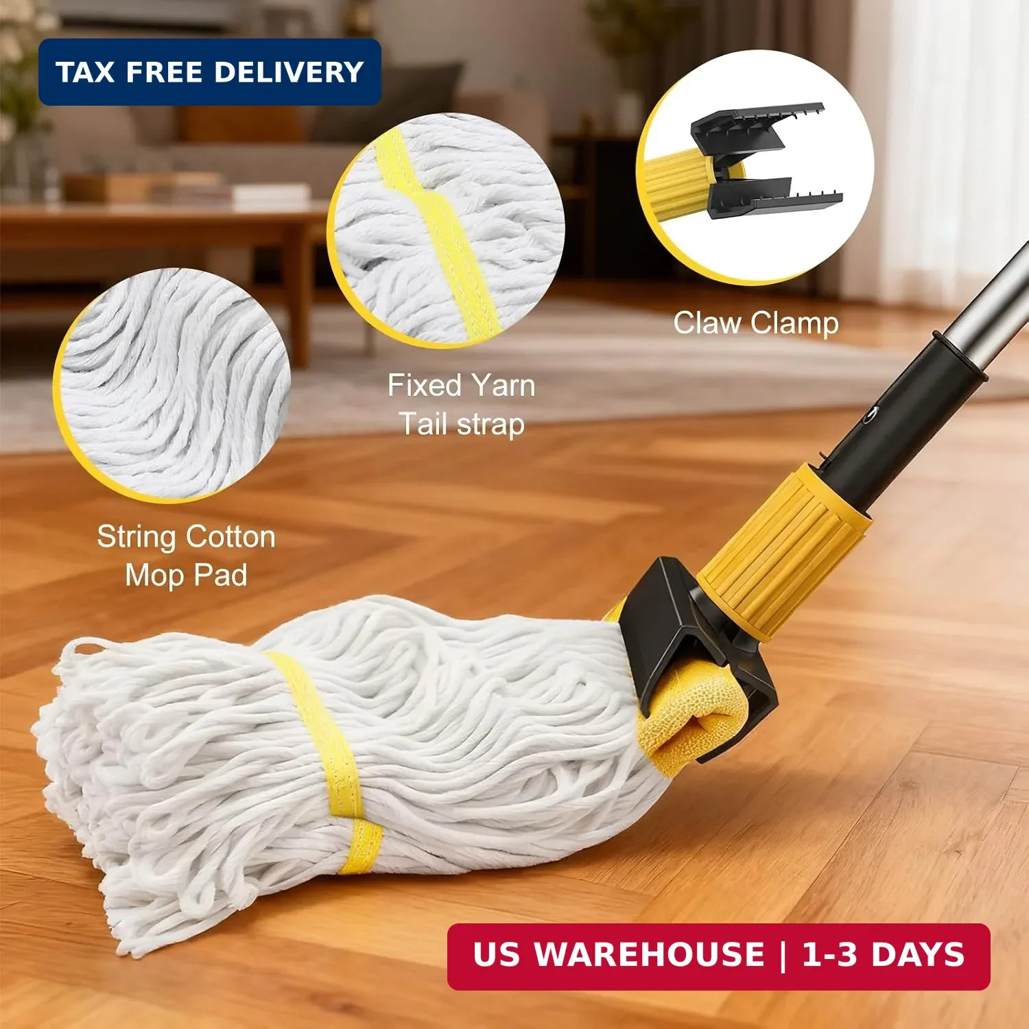 Heavy Duty String Wet Mop for Floor Cleaning, Commercial Industrial Cotton Mops