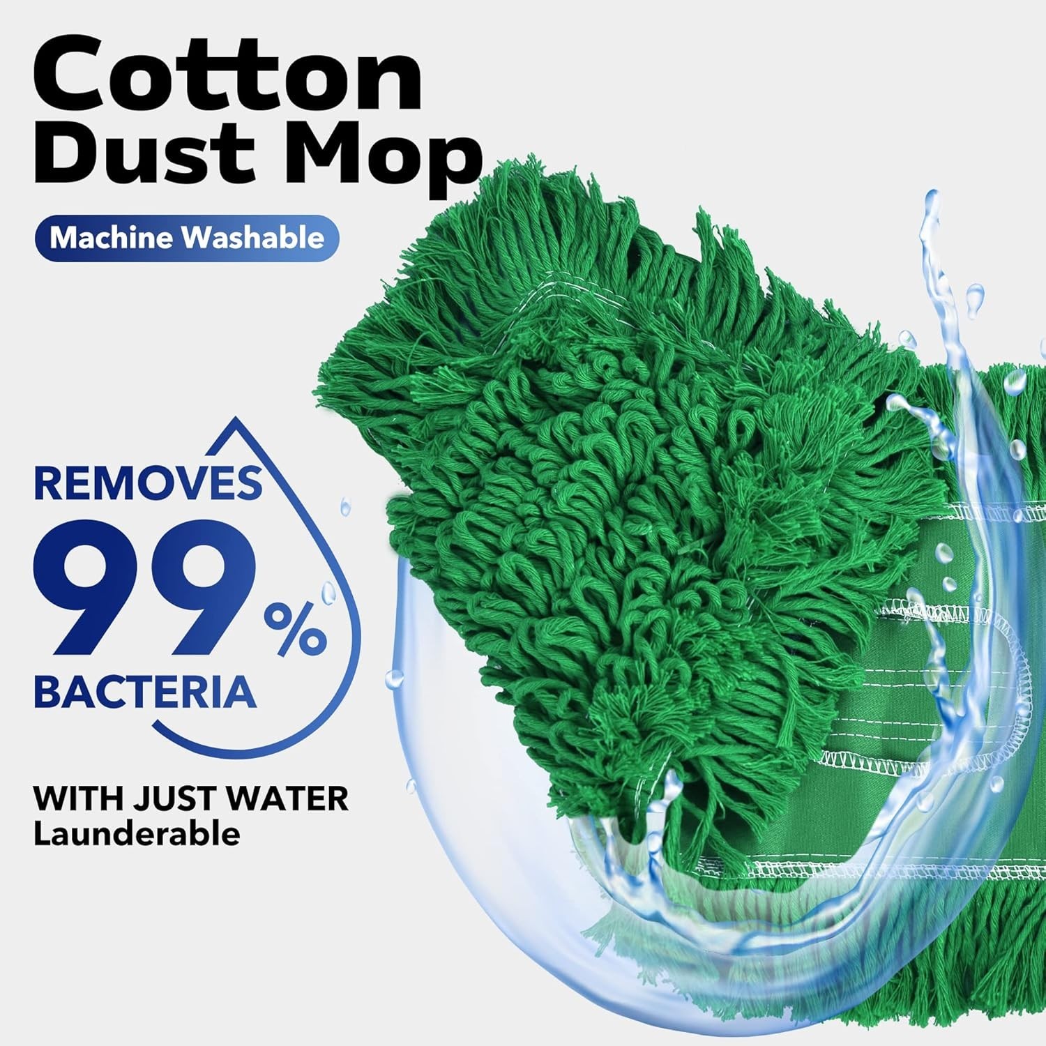 Cleaning 24” Industrial Strength Cotton Dust Mop Refill Washable Heads Green 3P