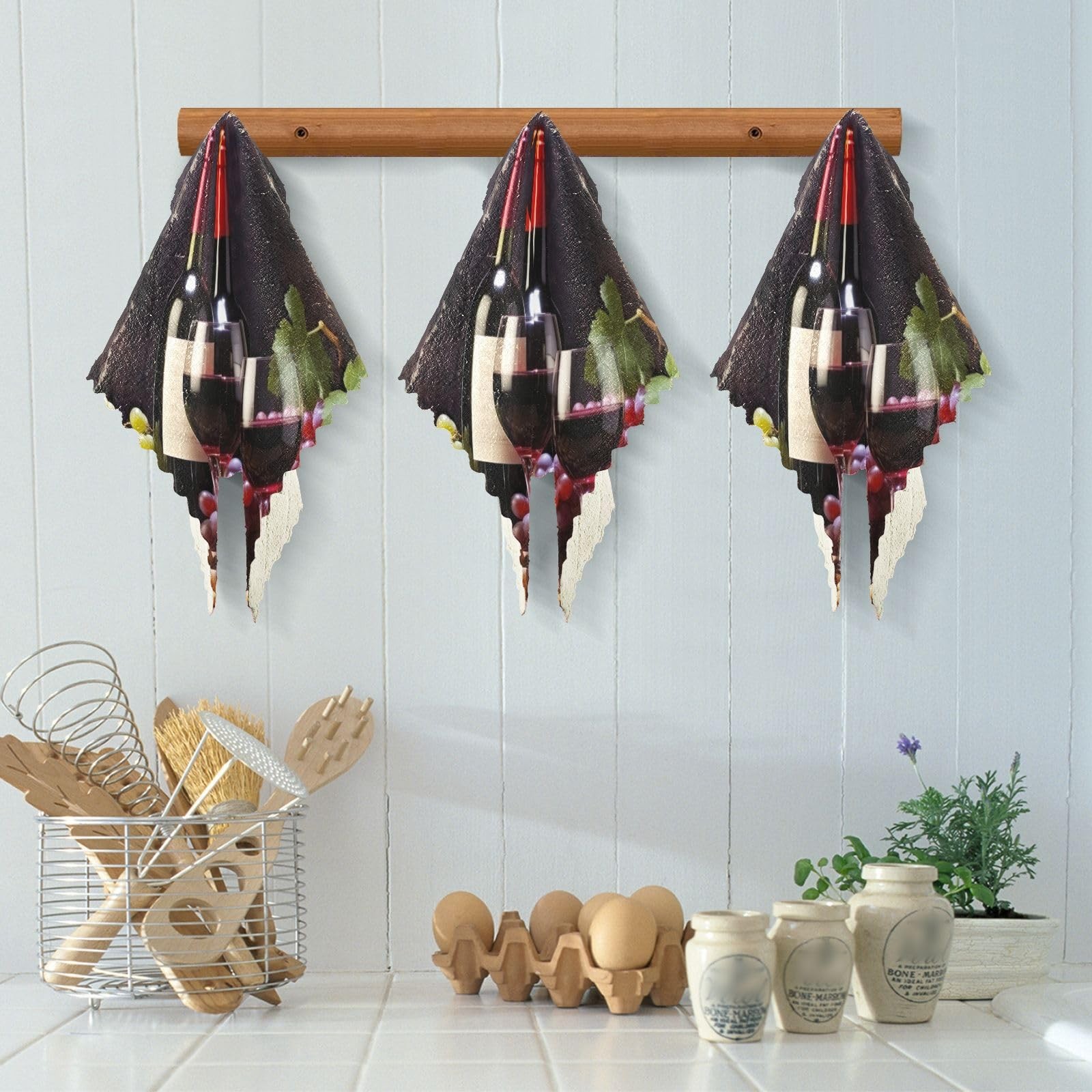 Kigai Vineyard Wine Grape Kitchen Cloth Dish Towels 6-Pack 11×11 Inch, C136