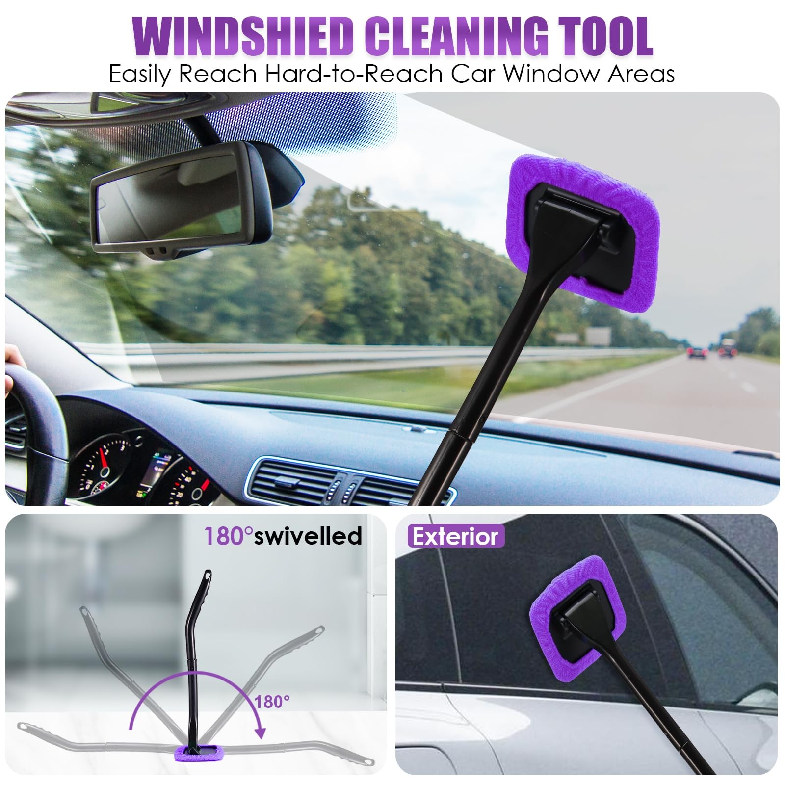 Viewsun 17Pcs Car Cleaning Kit Purple Car Interior Detailing Kit High Power