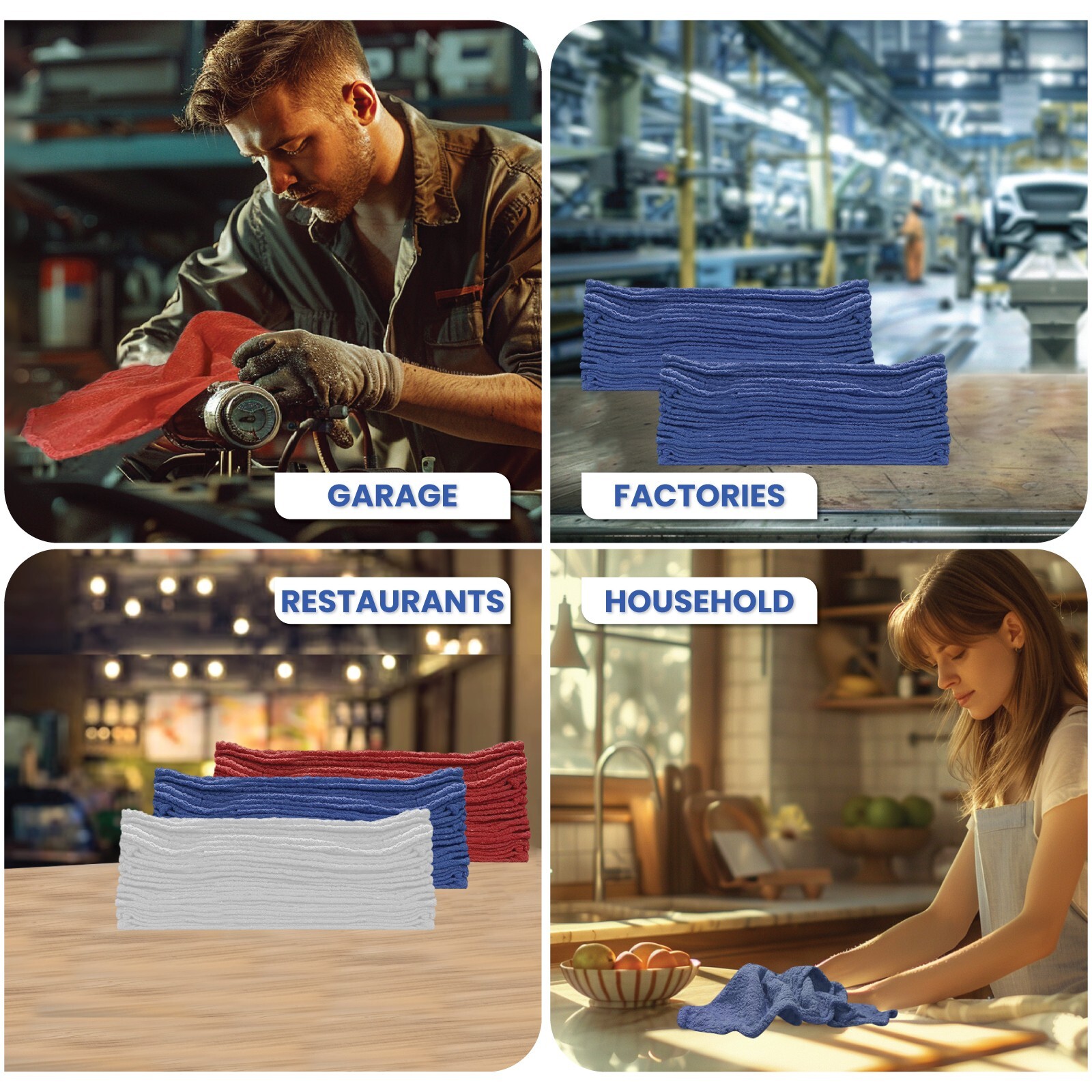 500 New Industrial A Grade Shop Towels-Cleaning Towels White -Multipurpose Cloth