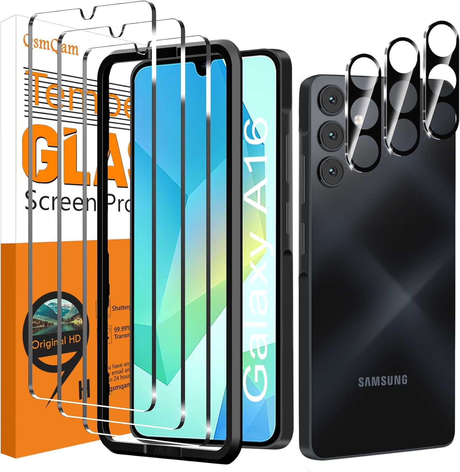 3 Pack Screen Protector for Samsung Galaxy A16 4G/5G + 3 Pack Camera Lens Protec
