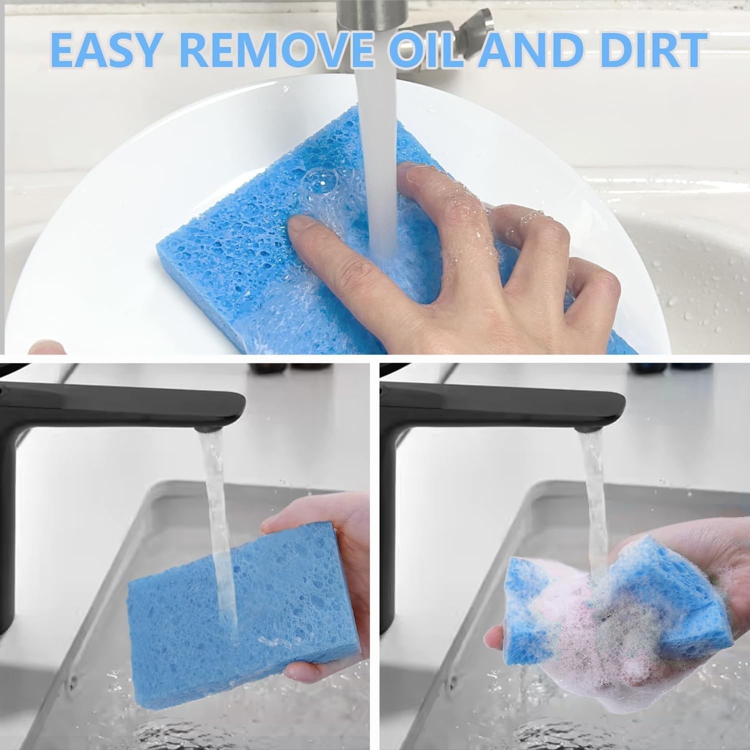 Cellulose Sponges, Large Size 4″ x 6″ x 1″ – Heavy Duty Scrub Kitchen Sponge,