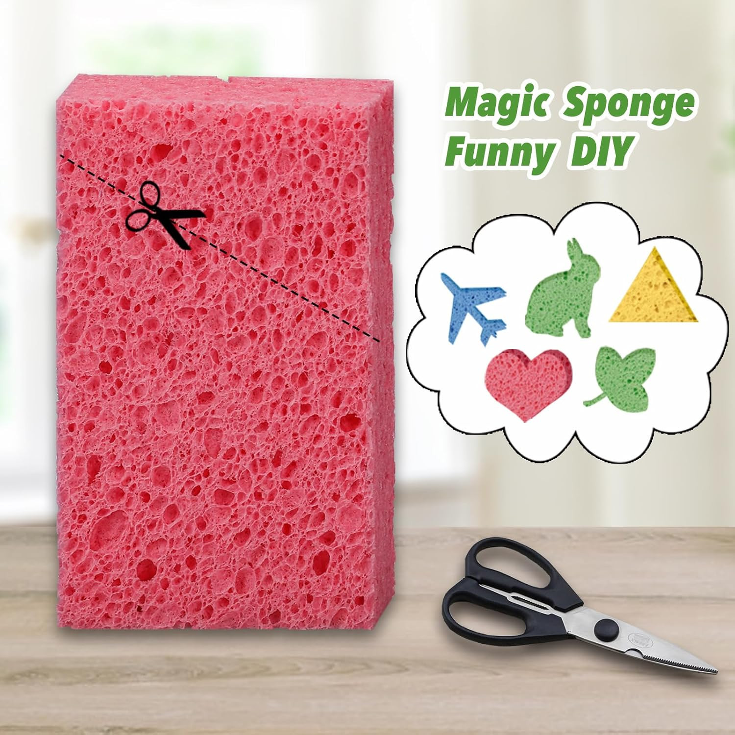 Cellulose Sponges,Heavy Duty Scrub Sponges,Non-Scratch Kitchen Sponges for Dish,