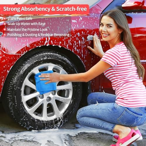 Shop Towels Microfiber Towels for Cars, Microfiber Cleaning Blue 100 Pack