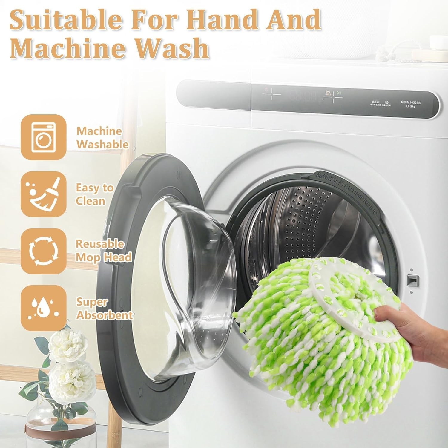 5 Pack Spin Mop Replacement Head for 360° Spin Mop System, Round Shape Standa…