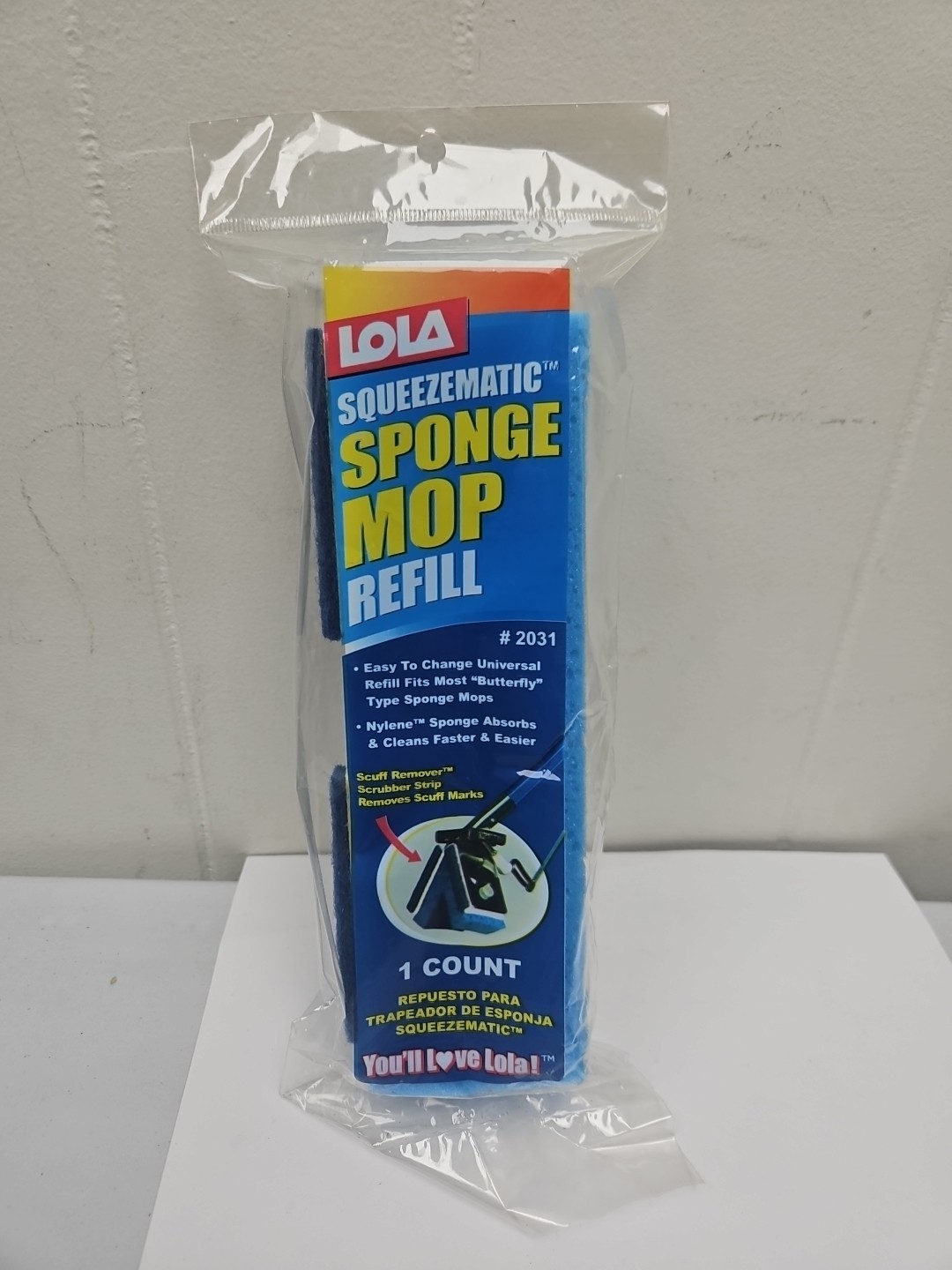 LOLA SqueezeMatic Butterfly Sponge Mop Refill, 9″ Super Absorbent Head (A30)