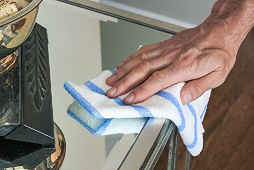 VIKING 449701 Bulk Edgeless Microfiber Cleaning Cloths White and Blue Stripe