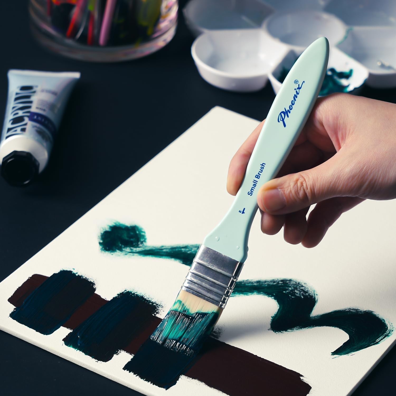 Flat Paint Brush Set – 3 Sizes Nylon Large Paint Brushes for Acrylic Painting,