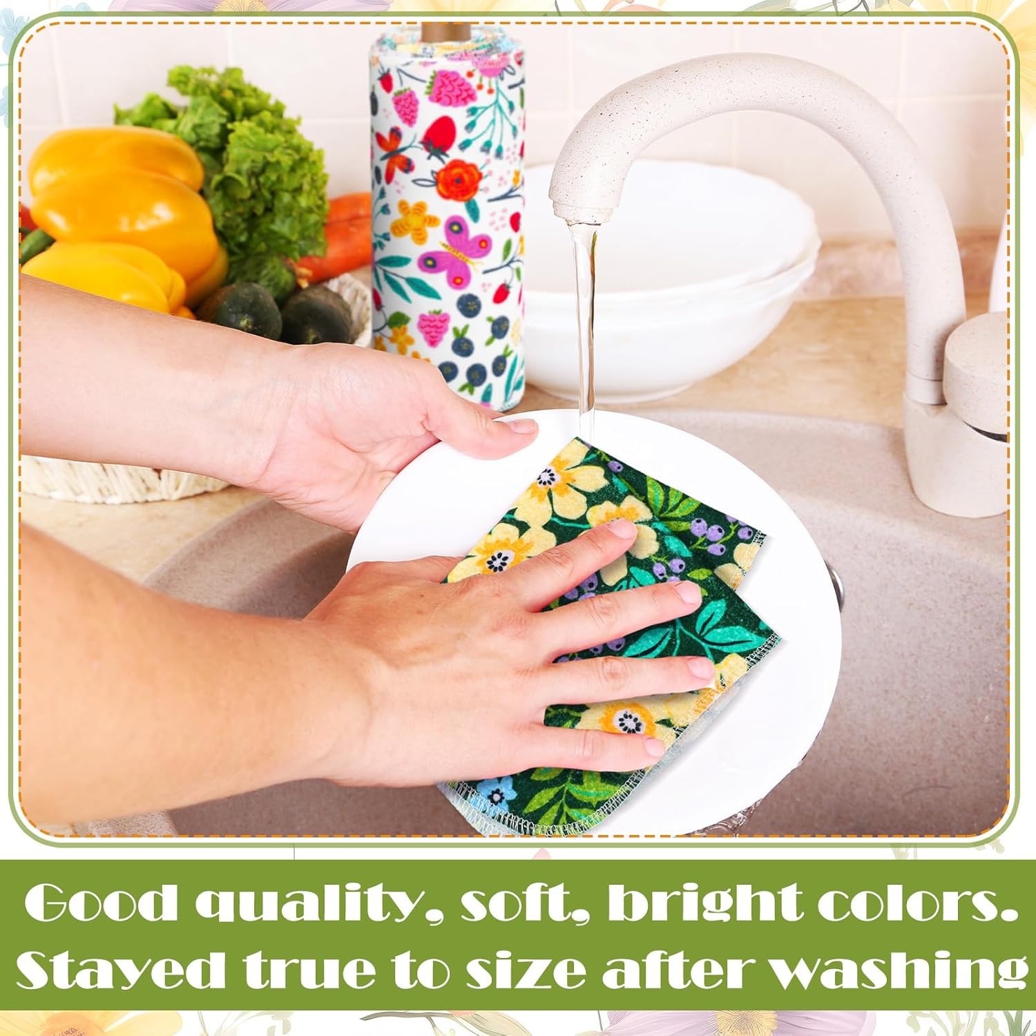 6 Pcs Reusable Paper Towels Rolls Kitchen Towels Bulk Washable Paperless Cloth