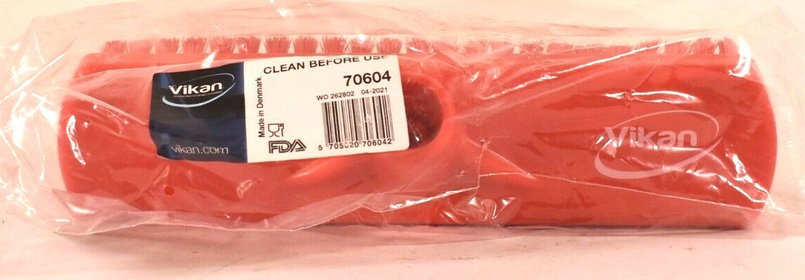 Vikan 70604 12″ Deck Wall Scrub Stiff Red Polyester Replacement Brush Head