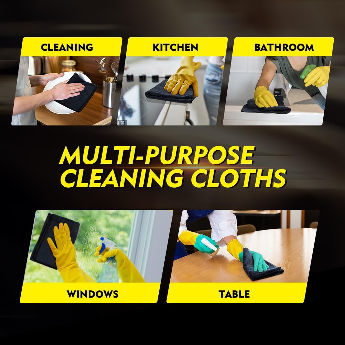 Microfiber Cleaning Cloths 12 Pack, Premium 16 x 16 inch Microfiber Towel for…