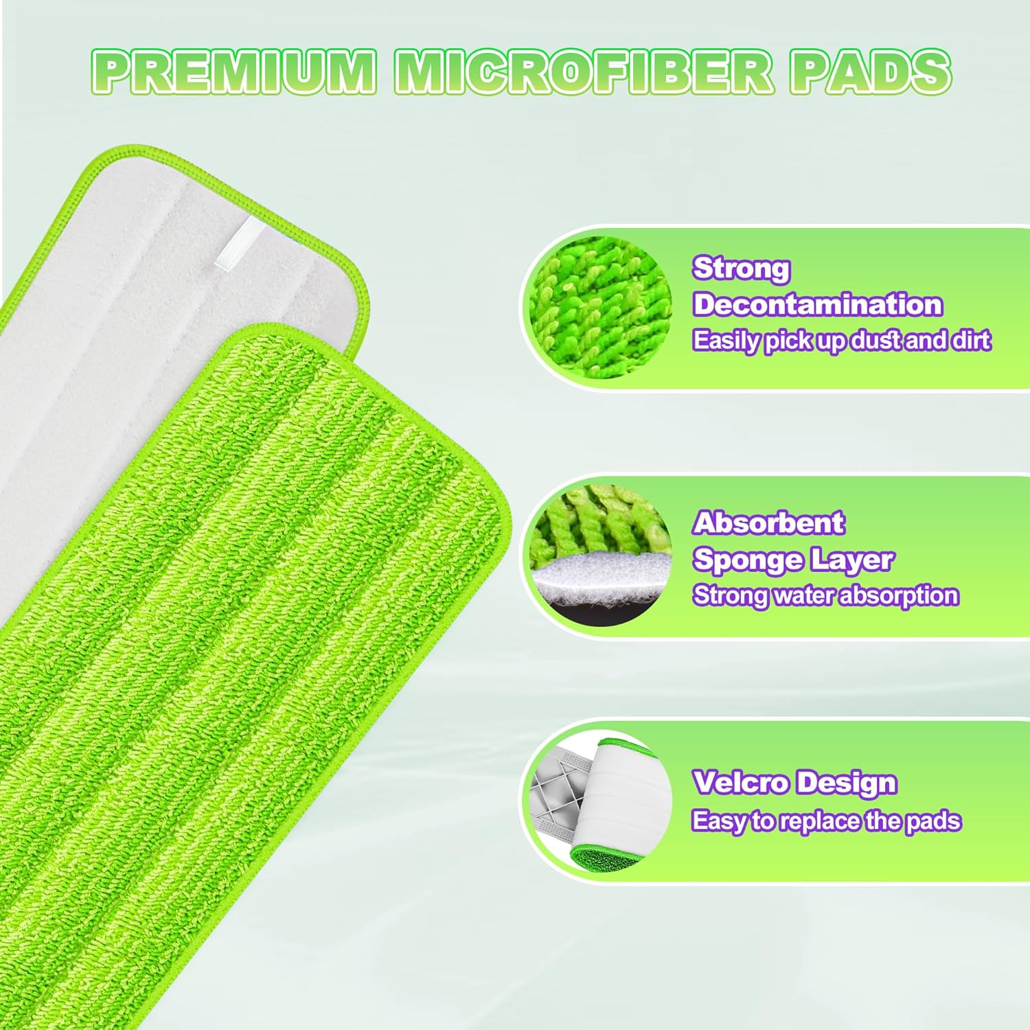 8 Pack Reusable Mop Pads for Swiffer Powermop, Power Mop Pads 15” Microfiber Re