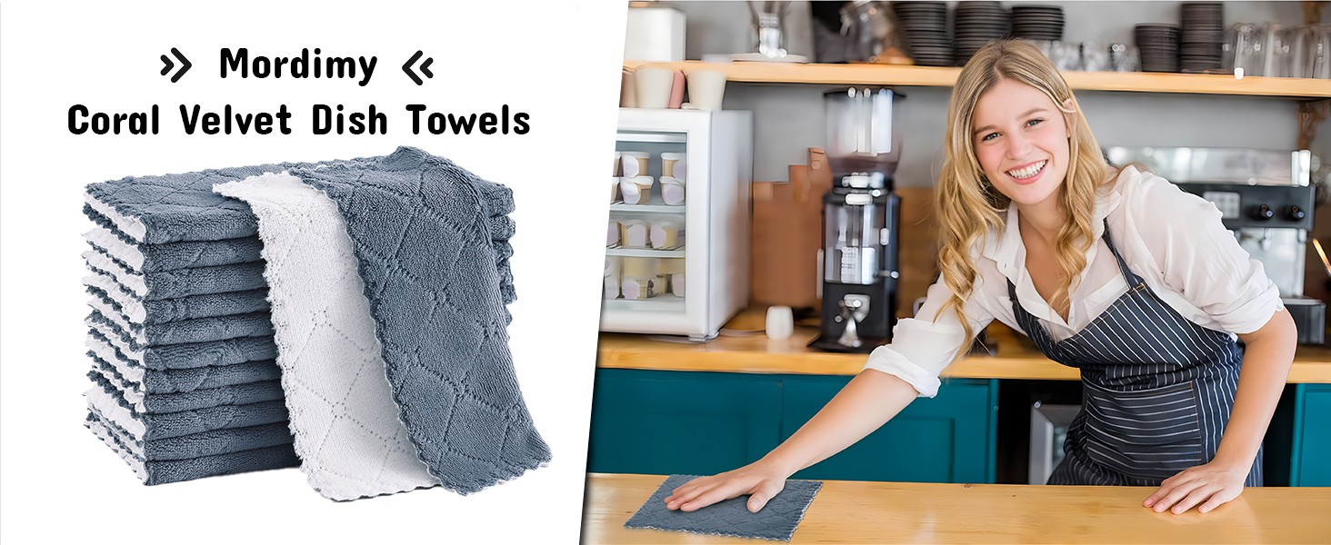 12 Pack Soft and Absorbent Kitchen Cloths, Dark Grey & White | Super Soft and
