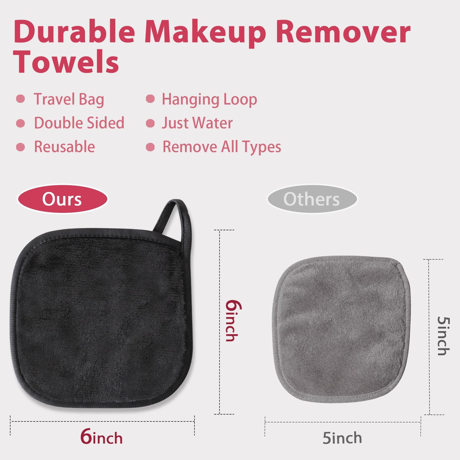 Makeup Remover Cloth, 6″ x 1 Count (Pack of 12), Grey