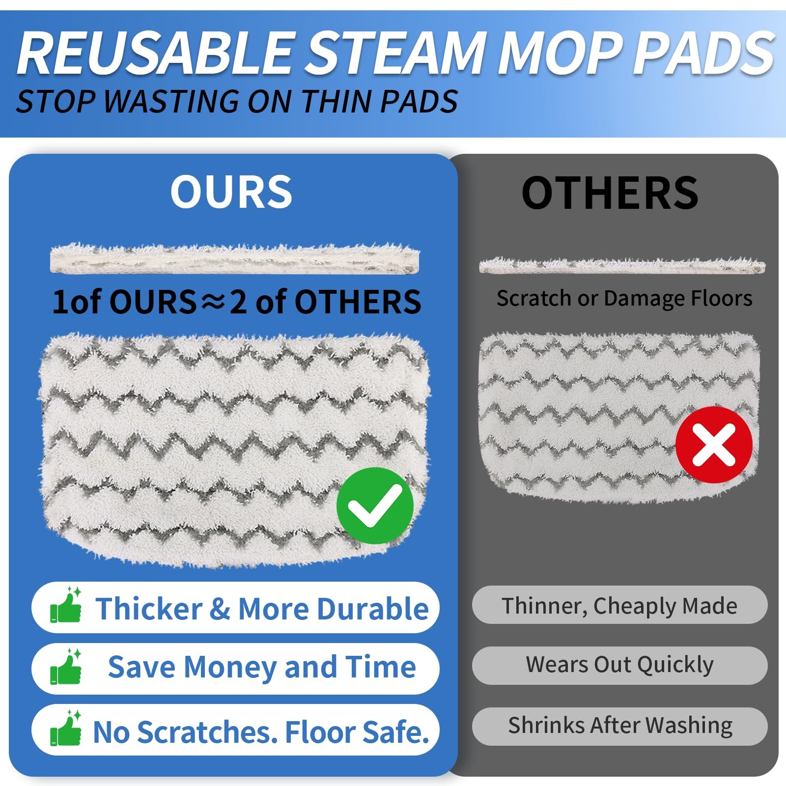 6 Pack Microfiber Steam Mop Pads Replacement for Shark Steam Mop S1000, S1000…