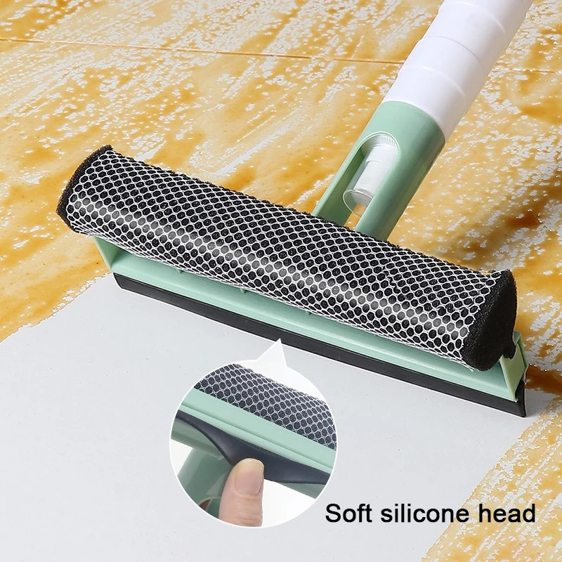 3 in 1 Window Cleaning Brush with Spray Double Sided Glass Squeegee Cleaner Wipe