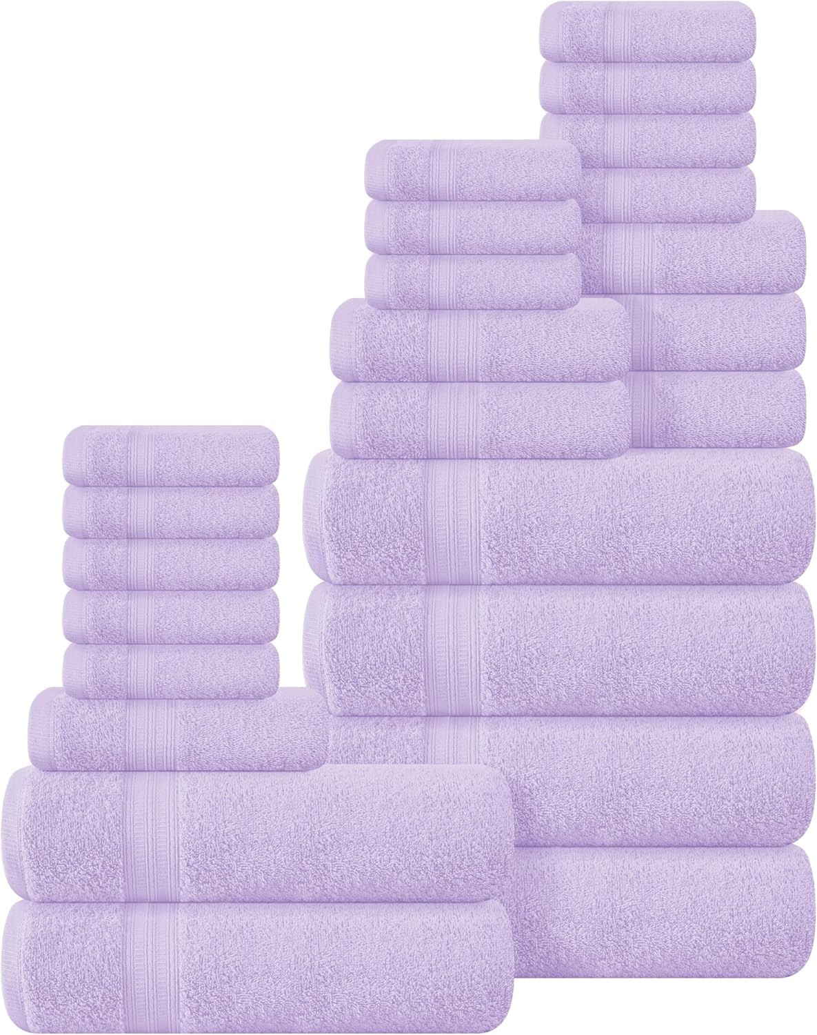 24 Pack Cotton Towel Set, Contains 6 Bath Towels 27×54 inch, 6 Hand Towels 16×24
