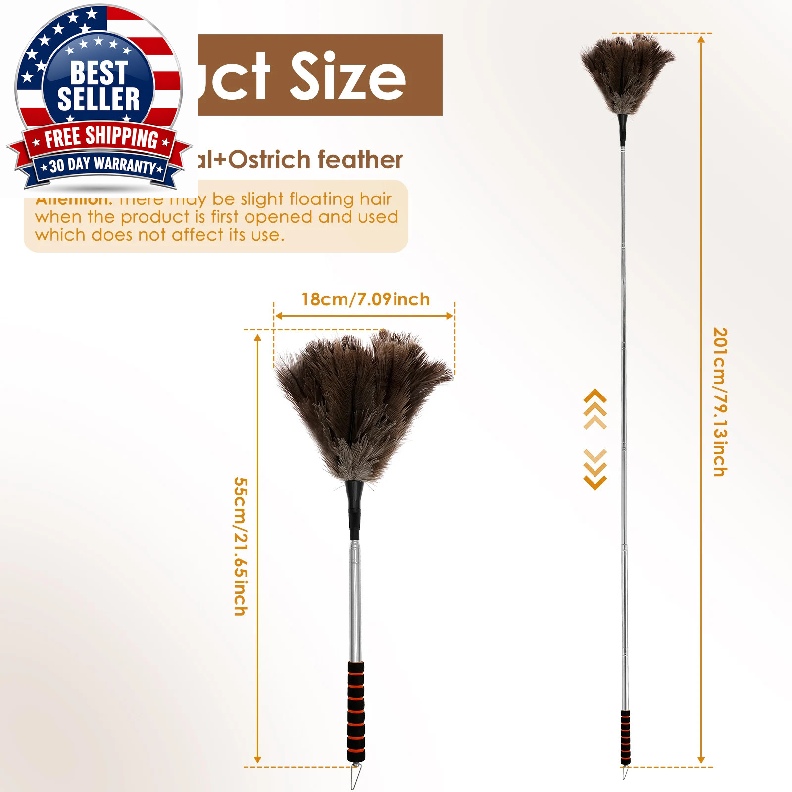 Feather Duster Ostrich Feather Duster with Extendable Metal Handle anti Static C