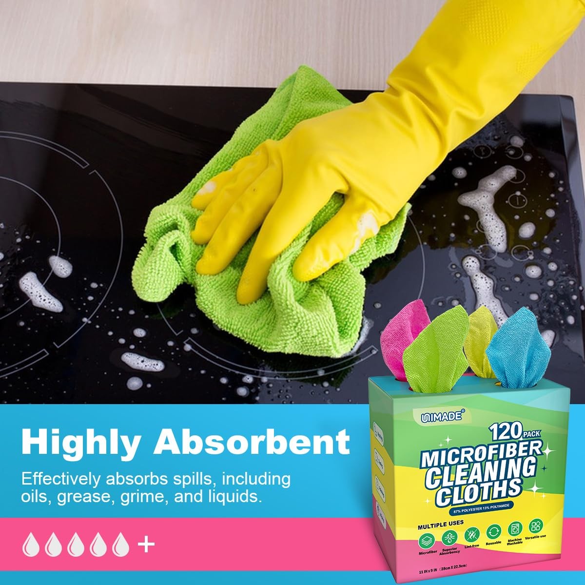 UNIMADE Microfiber Cleaning Cloth, 120 Pack Reusable Paper Towels Microfiber …