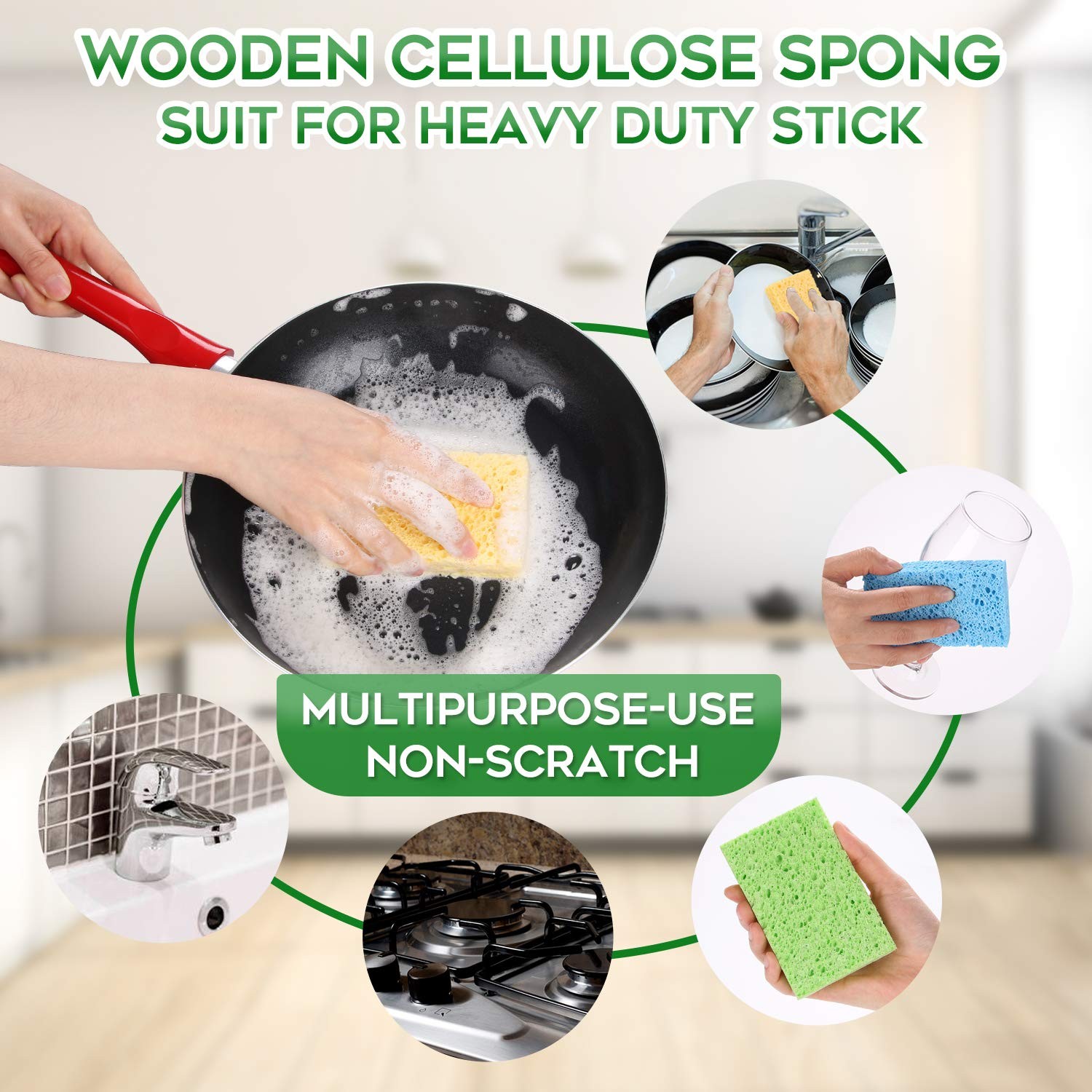Eco Sponge,16Pack Natural,Kitchen Cleaning Sponge, Multicolor