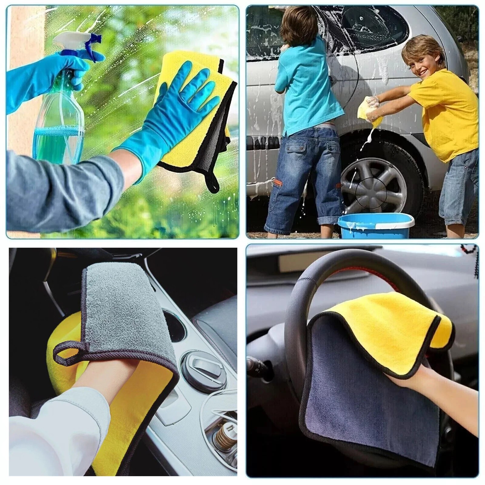 Auto Detailing Cloths – Select 2, 10 or 50 Pcs – Scratch-Free Wash Rag Yellow