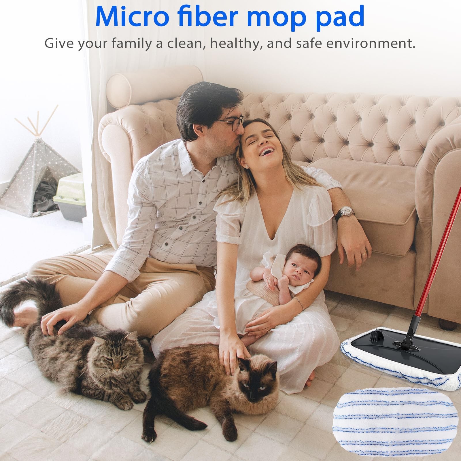4 PCS Microfiber Mop Head Refill Compatible With Cedar 15×8 Inch Wet Dry
