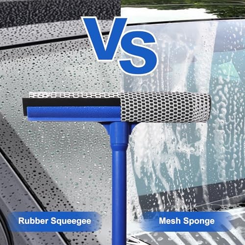 2-in-1 Car Window Squeegee and Sponge Scrubber for Home, Car, Glass, Shower,