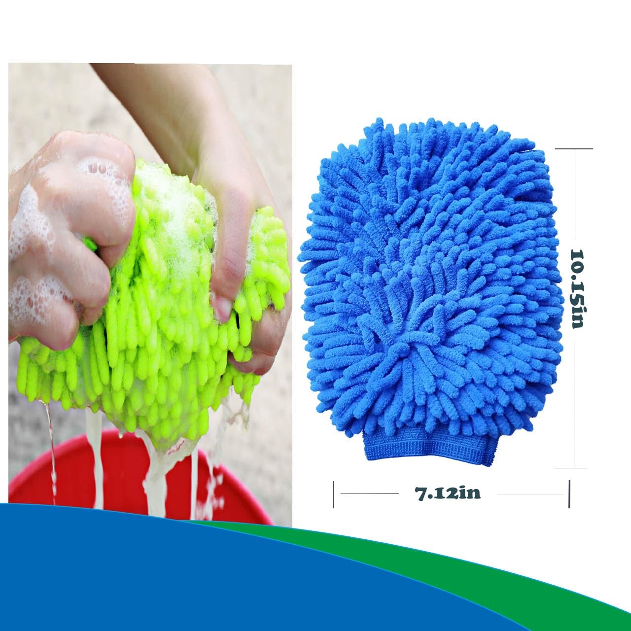 2 Pack Car Wash Mitt Microfiber Chenille Car Wash Mitt Scratch Free for Cars