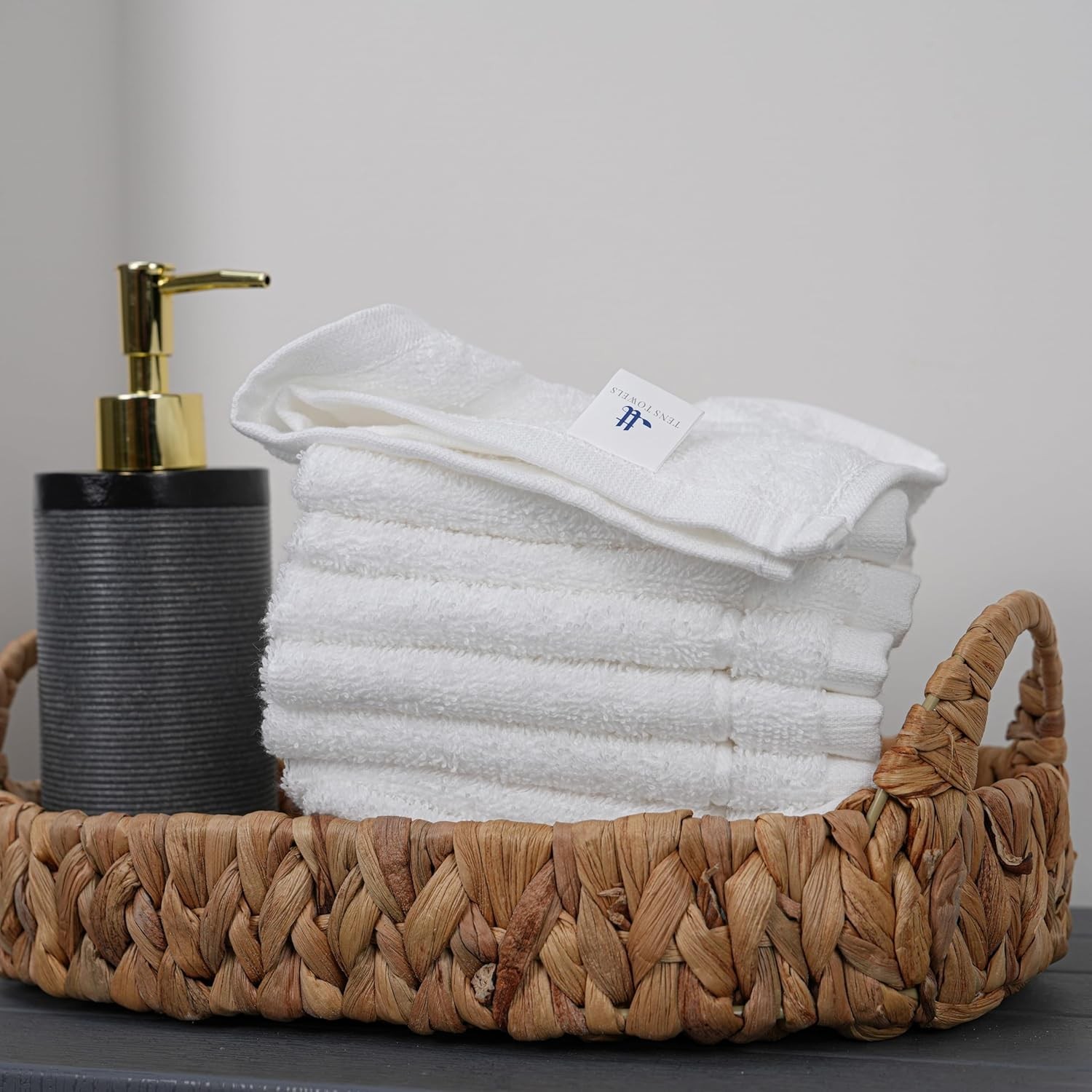 Pack of 60 Washcloths, 12 x 12 Inches, Lighter Weight, Quick to Dry, Super Soft