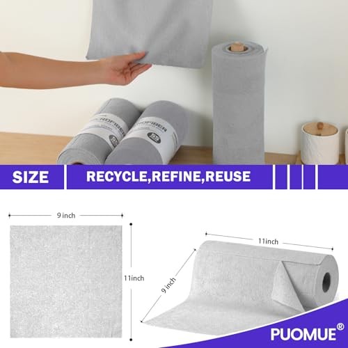 55 Pack Microfiber Cleaning Cloth Roll, Tear Away Reusable 9”X11”-55PK Grey