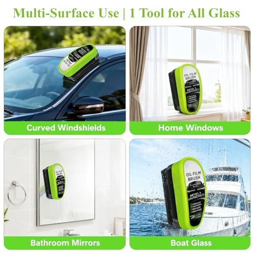 3PCS Clear Vision Windshield Cleaner, Automotive Oil Film Cleaning Brush 3packs