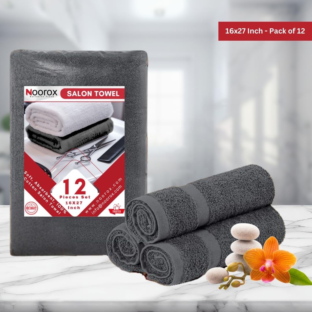 Salon Towels – 16×27 Inch – Pack of 12 – Soft, Absorbent, Quick-Dry Cotton