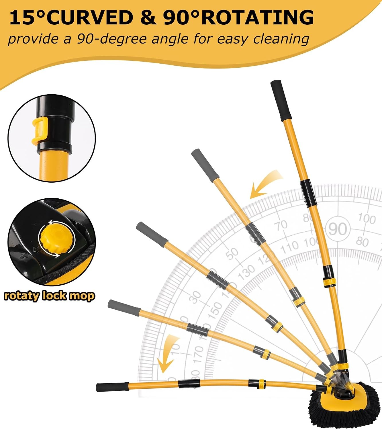 Car Wash Brush Kit Long Handle Mop with Sponge and Mitt 56.7″ Cleaning