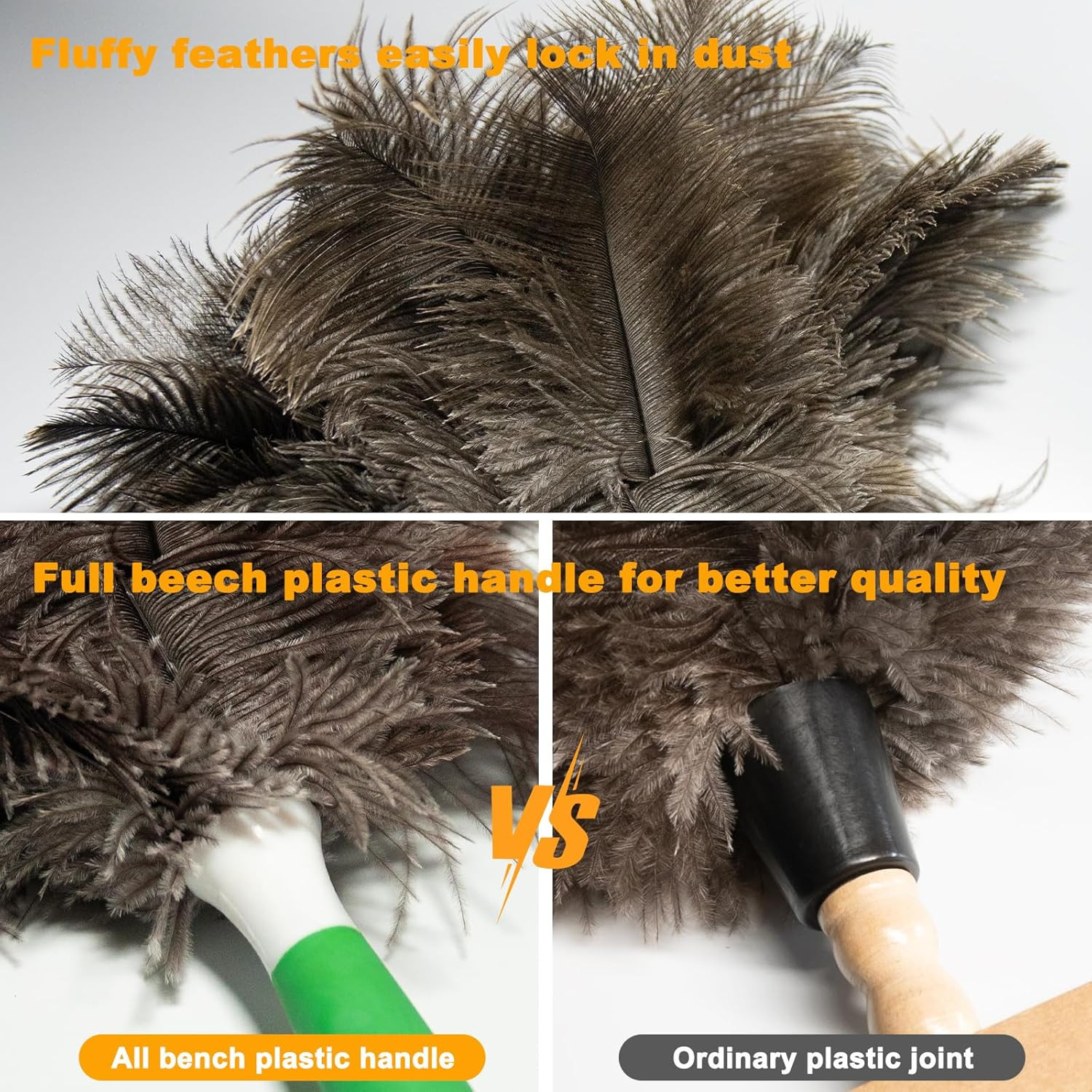 Ostrich Feather Duster 16 Inch Scratch Free Natural Dusting Cleaner
