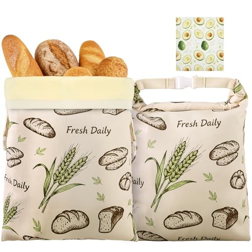 2 Pack Beeswax Bread Bags for Homemade Bread,17×13 In Sourdough Storage