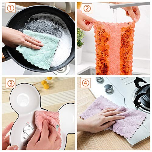 Microfiber Cleaning Cloth, Kitchen Towels, Double-Sided 12 Pack Grey Green