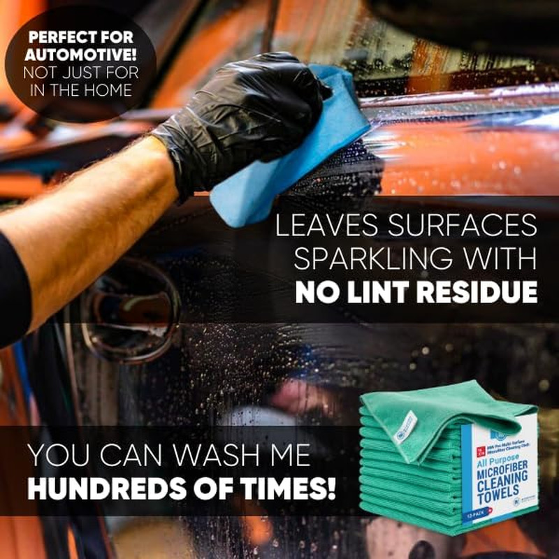 MW Pro Microfiber Cleaning Cloth | Green (12 Pack) | Size 16″ X 16″ | All Purpos