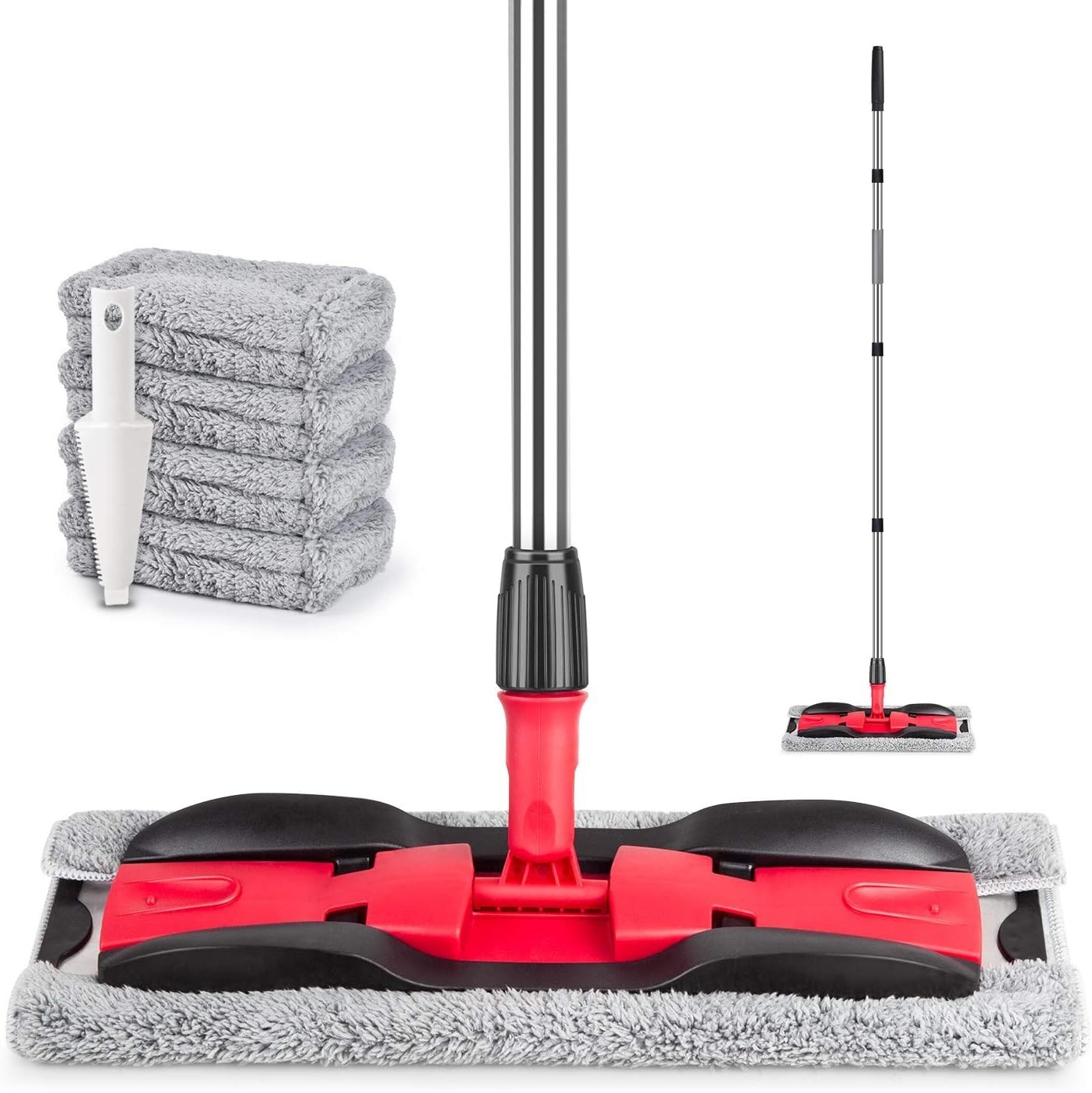 Microfiber Floor Mop with 4 Washable Pads Extendable Handle for Hardwood Tile…