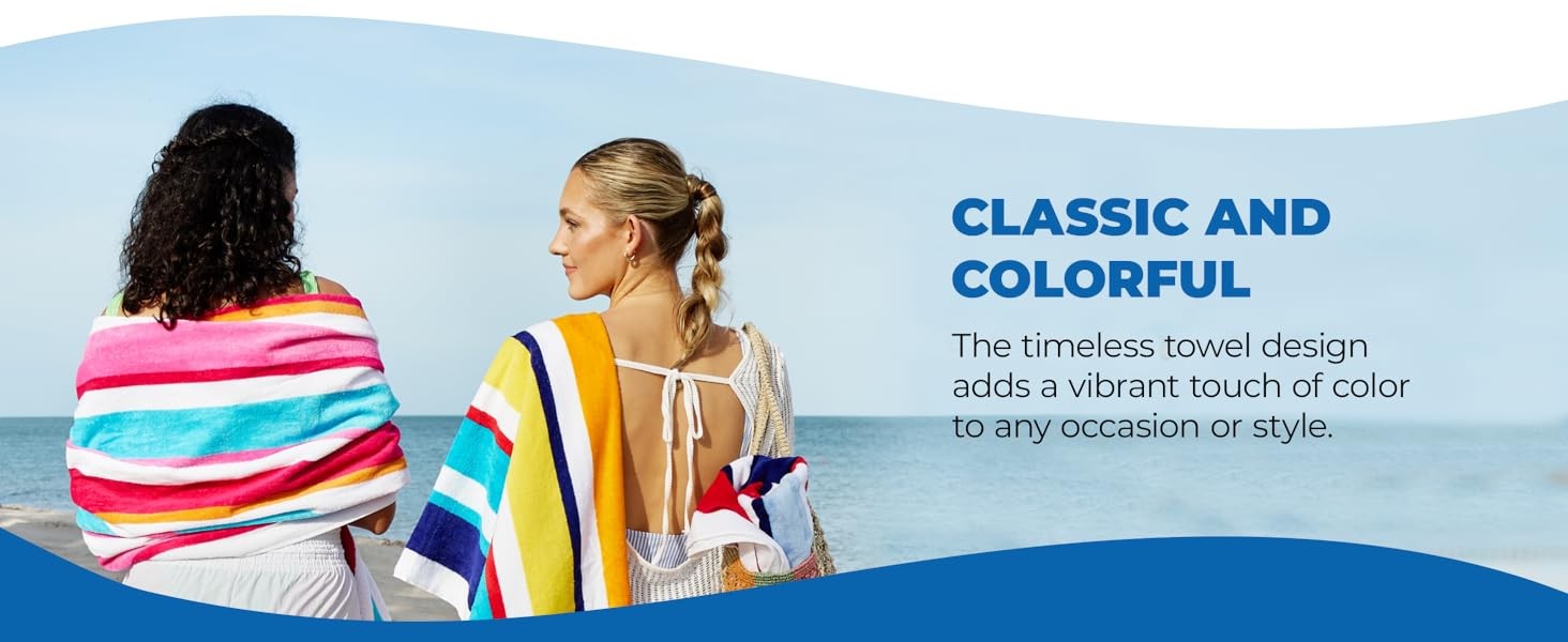 Ben Kaufman Joey Velour Colored Classic Multi-Color Stripe Beach & Pool Towel –