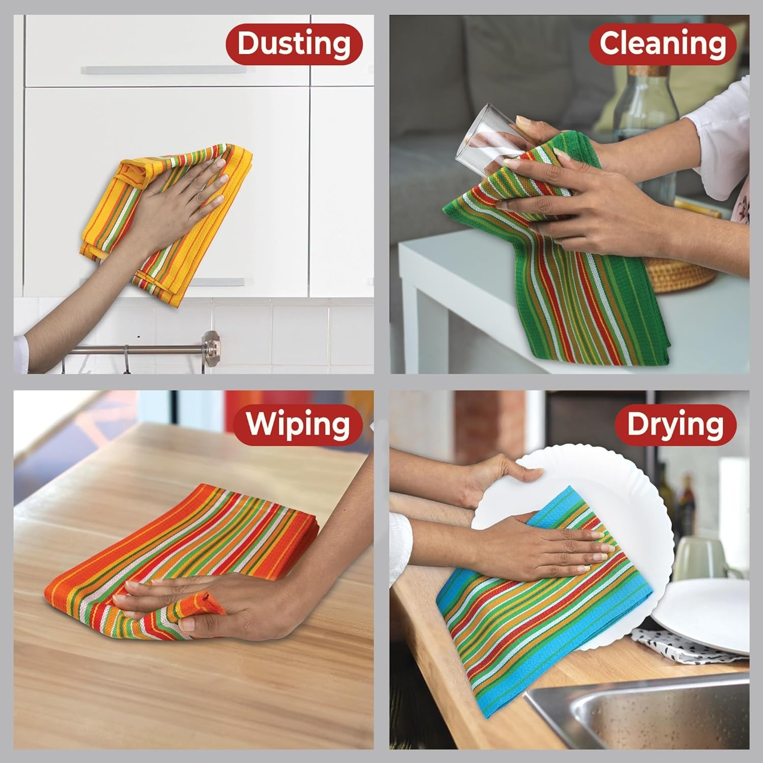 Kitchen Towels 100% Cotton Dish Towels for Kitchen(Set of 12)20”x30” Dish Cloths